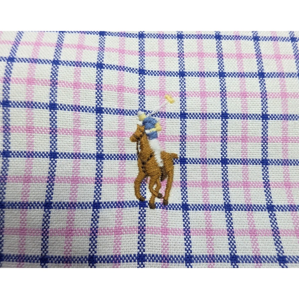 Polo Ralph Lauren Shirt Mens L LIMITED USE Plaid Blue Pink Oxford Long Sleeve